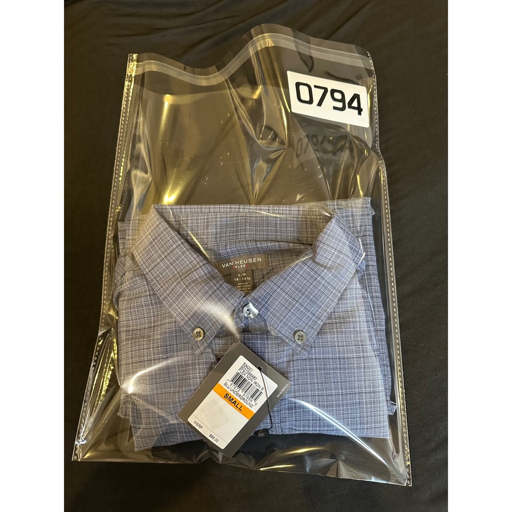Van Heusen Flex Mens Sm Blue Underground Non Iron Short Sleeve Button Down Shirt - Picture 8 of 8